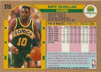 1992-93 Fleer #215 Nate McMillan Back