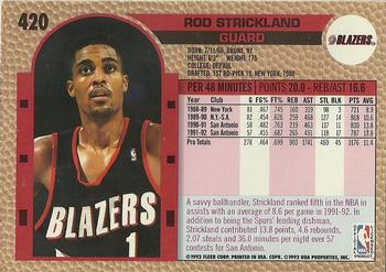 1992-93 Fleer #420 Rod Strickland Back