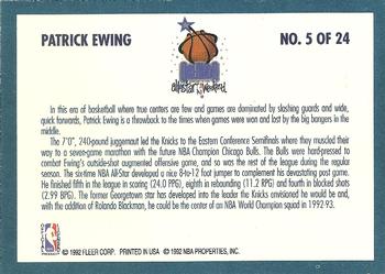1992-93 Fleer - All-Stars #5 Patrick Ewing Back