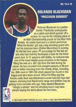 1992-93 Fleer - Sharpshooters #18 Rolando Blackman Back