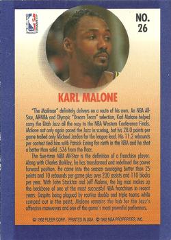 1992-93 Fleer - Team Leaders #26 Karl Malone Back