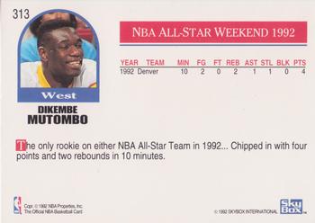 1992-93 Hoops #313 Dikembe Mutombo Back