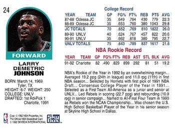 1992-93 Hoops #24 Larry Johnson Back