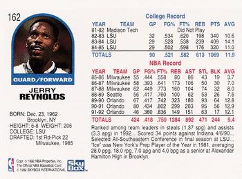 1992-93 Hoops #162 Jerry Reynolds Back