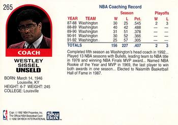 1992-93 Hoops #265 Wes Unseld Back