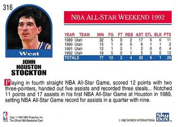 1992-93 Hoops #316 John Stockton Back