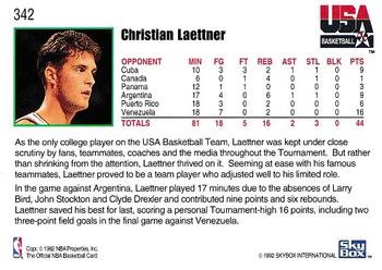 1992-93 Hoops #342 Christian Laettner Back