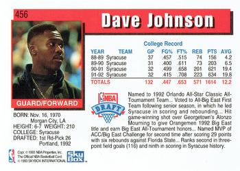 1992-93 Hoops #456 Dave Johnson Back
