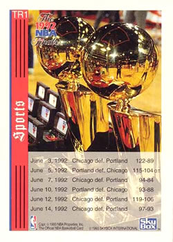 1992-93 Hoops #TR1 NBA Championship Series Back