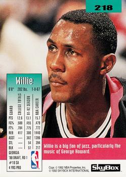 1992-93 SkyBox #218 Willie Anderson Back