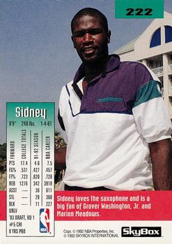 1992-93 SkyBox #222 Sidney Green Back