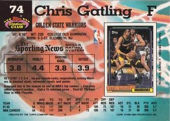 1992-93 Stadium Club #74 Chris Gatling Back