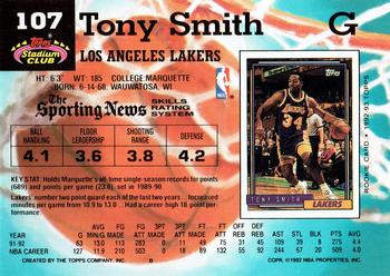 1992-93 Stadium Club #107 Tony Smith Back
