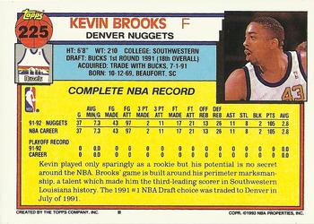 1992-93 Topps #225 Kevin Brooks Back