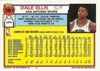 1992-93 Topps #361 Dale Ellis Back