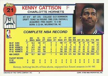 1992-93 Topps #21 Kenny Gattison Back