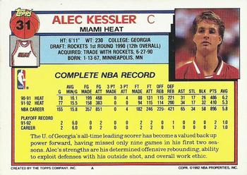 1992-93 Topps #31 Alec Kessler Back