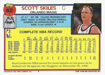 1992-93 Topps #42 Scott Skiles Back