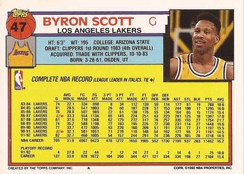 1992-93 Topps #47 Byron Scott Back