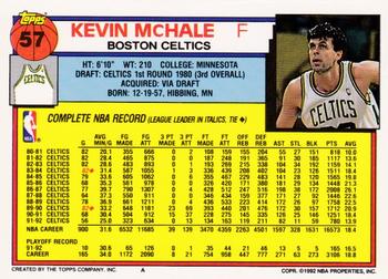 1992-93 Topps #57 Kevin McHale Back