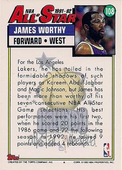 1992-93 Topps #108 James Worthy Back
