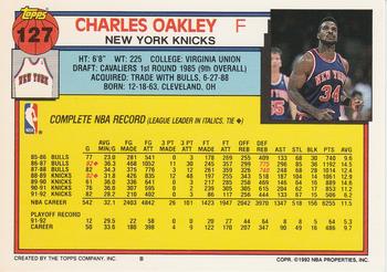 1992-93 Topps #127 Charles Oakley Back