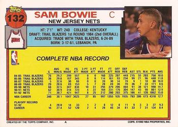 1992-93 Topps #132 Sam Bowie Back