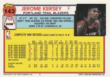 1992-93 Topps #143 Jerome Kersey Back
