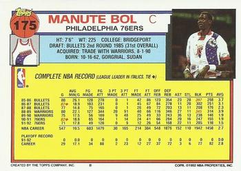 1992-93 Topps #175 Manute Bol Back