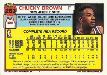 1992-93 Topps #263 Chucky Brown Back
