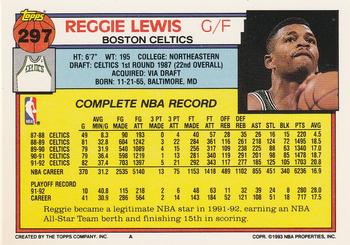 1992-93 Topps #297 Reggie Lewis Back
