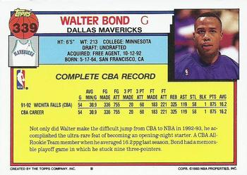 1992-93 Topps #339 Walter Bond Back