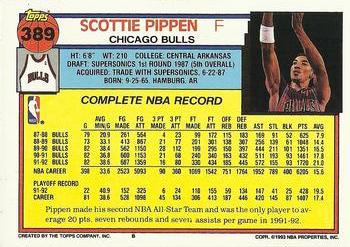 1992-93 Topps #389 Scottie Pippen Back