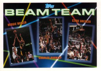 1992-93 Topps - Beam Team #1 Reggie Miller / Charles Barkley / Clyde Drexler Front