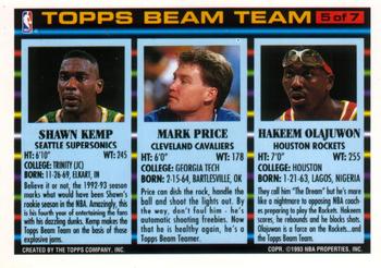 1992-93 Topps - Beam Team #5 Hakeem Olajuwon / Mark Price / Shawn Kemp Back