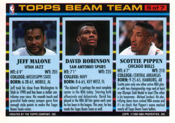 1992-93 Topps - Beam Team #6 Scottie Pippen / David Robinson / Jeff Malone Back