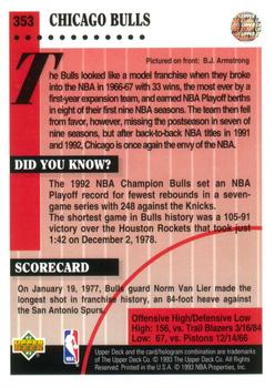 1992-93 Upper Deck #353 Chicago Bulls Back