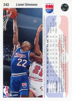 1992-93 Upper Deck #243 Lionel Simmons Back