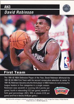 1992-93 Upper Deck - All-NBA Team #AN3 David Robinson Back