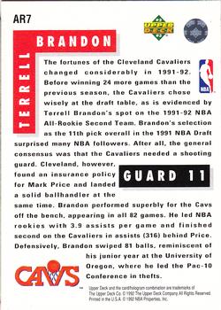1992-93 Upper Deck - All-Rookie Team #AR7 Terrell Brandon Back