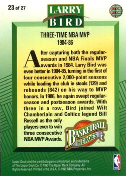 1992-93 Upper Deck - Basketball Heroes: Larry Bird #23 Larry Bird Back