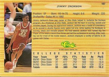 1993 Classic Draft Picks #107 Jimmy Jackson Back