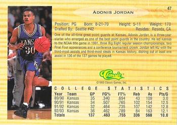 1993 Classic Draft Picks #47 Adonis Jordan Back