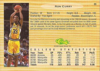 1993 Classic Draft Picks #23 Ron Curry Back