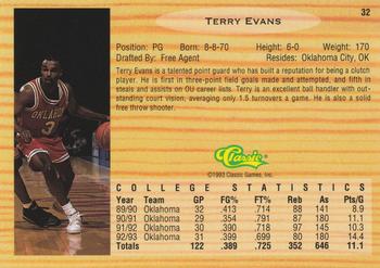 1993 Classic Draft Picks #32 Terry Evans Back