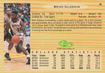 1993 Classic Draft Picks #35 Brian Gilgeous Back