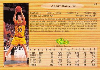 1993 Classic Draft Picks #38 Geert Hammink Back