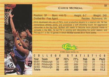 1993 Classic Draft Picks #51 Chris McNeal Back