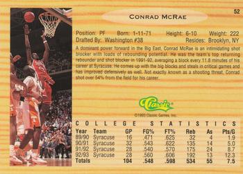 1993 Classic Draft Picks #52 Conrad McRae Back