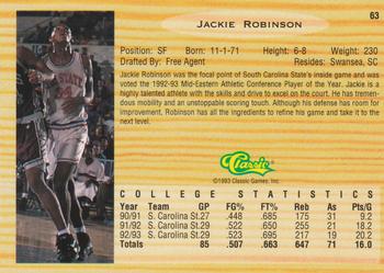 1993 Classic Draft Picks #63 Jackie Robinson Back
